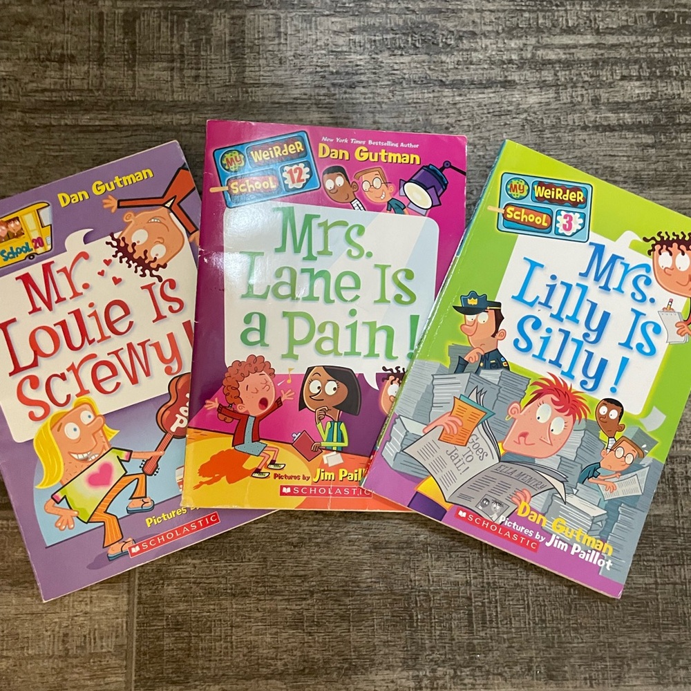 Scholastic My Weird School Book Trio - Red, Green, Purple Covers